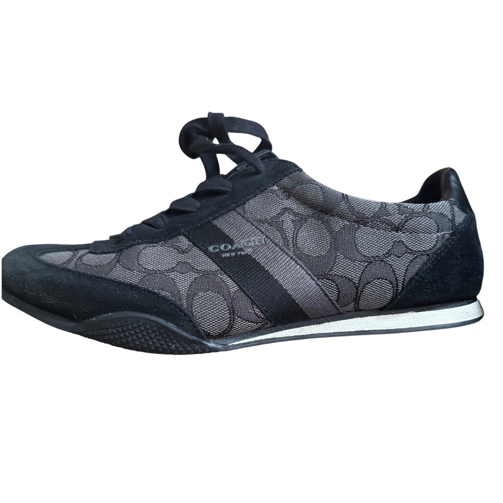 Coach Sneakers Woman‎ Shoes Monogram Black Gray Lace  Size 8.5